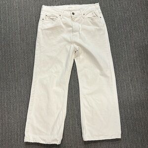 The Great. Cream denim full leg jeans